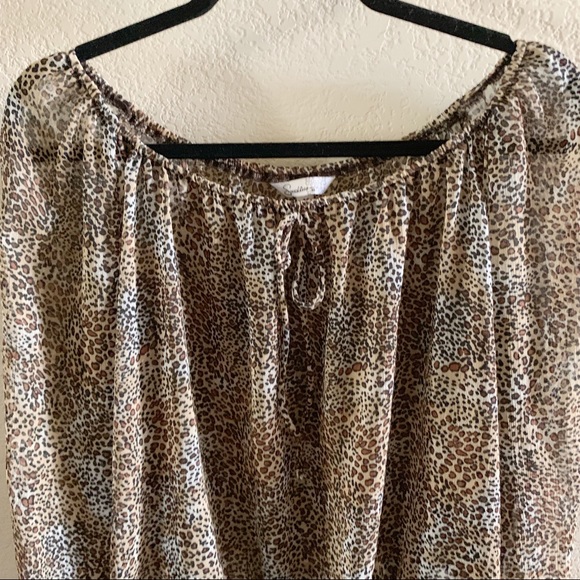 Speechless Leopard Prnt Peasant Long Sleeve Blouse - Picture 4 of 8